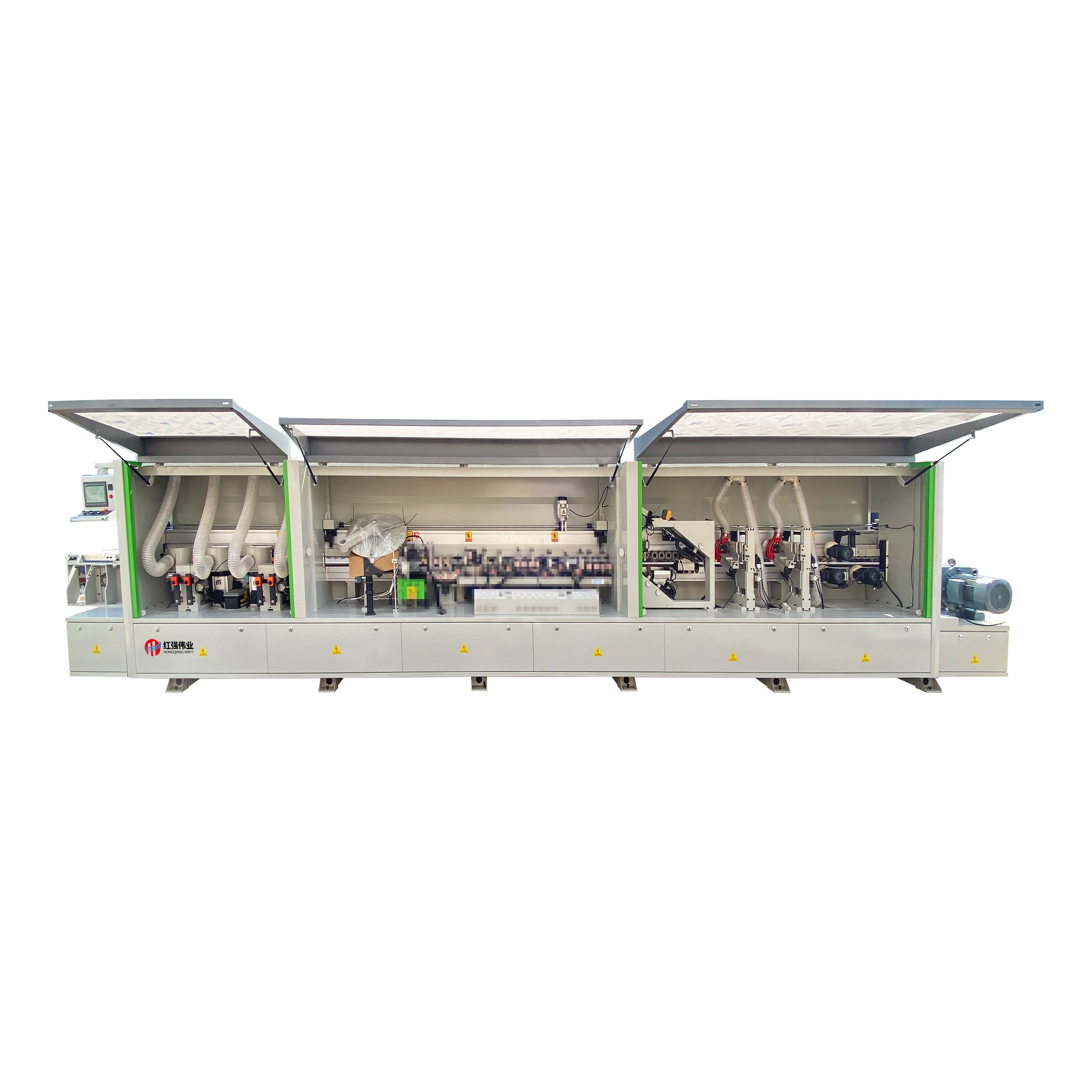 Unequal double leaf door edge banding machine 